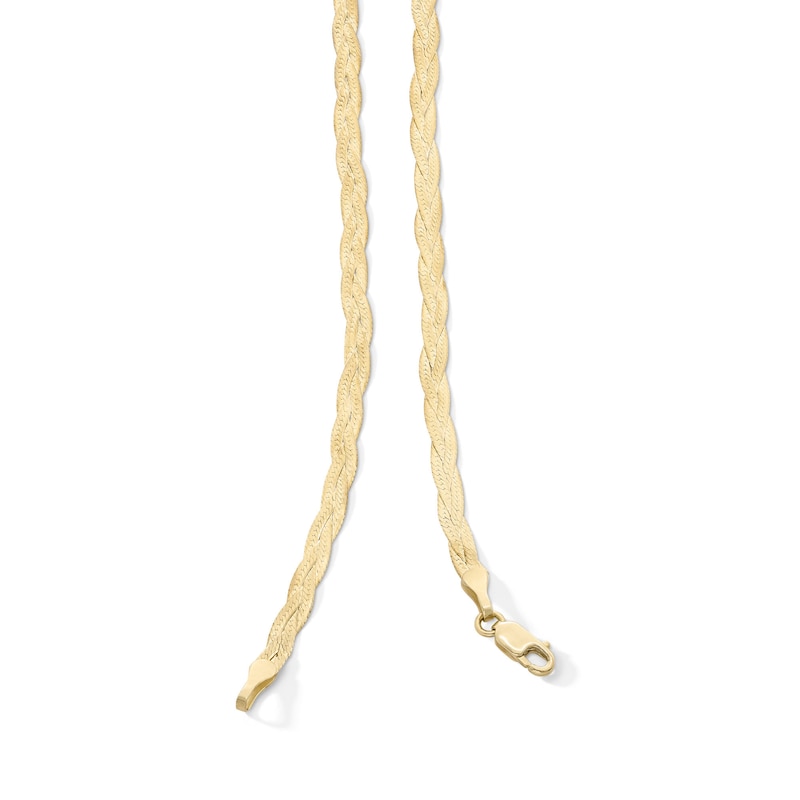 Main Image 3 of 3.2mm Braided Herringbone Necklace in Hollow 14K Gold - 16"