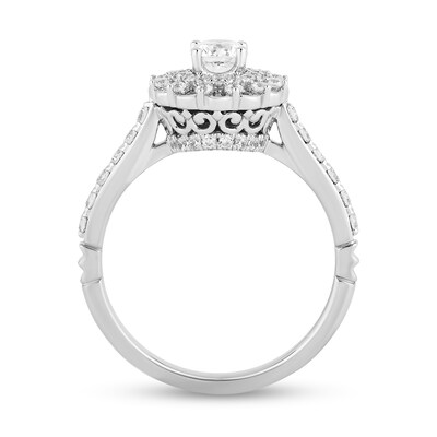 Enchanted Disney Majestic Princess 0.95 CT. T.W. Diamond Double Scallop Frame Engagement Ring in 14K White Gold - Size 7