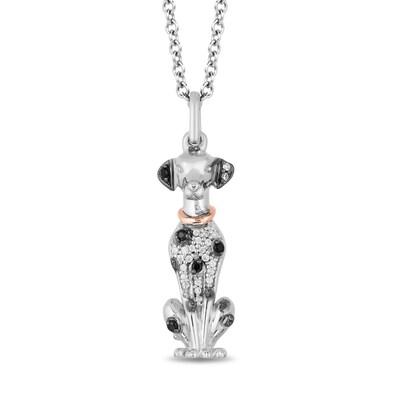 Disney Treasures 101 Dalmatians 0.085 CT. T.W. Black and White Diamond Pendant in Sterling Silver and 10K Rose Gold