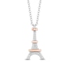 Thumbnail Image 1 of Disney Treasures 0.04 CT. T.W. Diamond Eiffel Tower Pendant in Sterling Silver and 10K Rose Gold