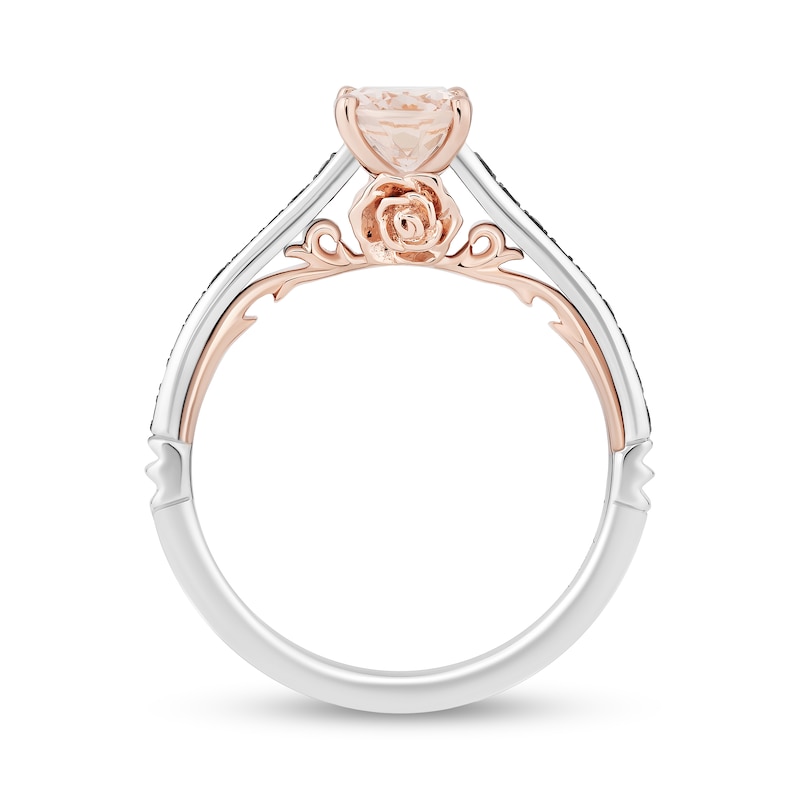 Main Image 3 of Enchanted Disney Villains Maleficent Oval Morganite and 0.18 CT. T.W. Black Diamond Engagement Ring in 14K Two-Tone Gold