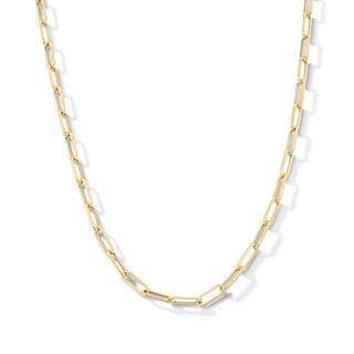 3.2mm Paper Clip Chain Necklace in Hollow 14K Gold - 16.25"