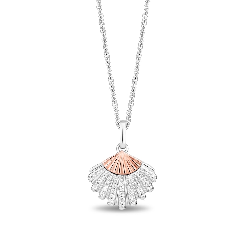 Main Image 1 of Enchanted Disney Ariel Diamond Seashell Pendant and Freshwater Cultured Pearl Earrings Set in Sterling Silver - 19"