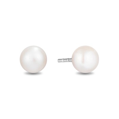 Enchanted Disney Ariel Diamond Seashell Pendant and Freshwater Cultured Pearl Earrings Set in Sterling Silver - 19"
