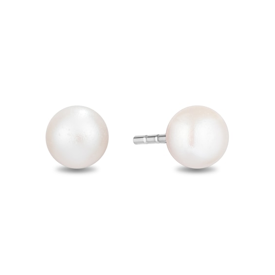 Enchanted Disney Ariel Diamond Seashell Pendant and Freshwater Cultured Pearl Earrings Set in Sterling Silver - 19"