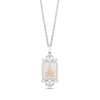 Enchanted Disney Emerald-Cut Topaz and 0.145 CT. T.W. Diamond Castle Pendant in Sterling Silver and 14K Rose Gold
