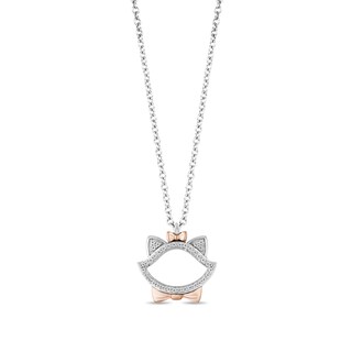 Disney Treasures The Aristocats 0.085 CT. T.W. Diamond Outline Pendant in Sterling Silver and 10K Rose Gold - 19”