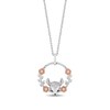 Thumbnail Image 1 of Disney Treasures Bambi 0.145 CT. T.W. Diamond Flower Wreath Pendant in Sterling Silver and 10K Rose Gold - 19”