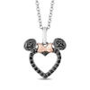 Thumbnail Image 1 of Disney Treasures Minnie Mouse 0.18 CT. T.W. Black Diamond Heart Pendant in Sterling Silver and 10K Rose Gold - 19”