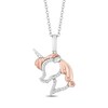 Thumbnail Image 1 of Disney Treasures 0.065 CT. T.W. Diamond Unicorn Pendant in Sterling Silver and 10K Rose Gold
