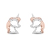 Thumbnail Image 1 of Disney Treasures 0.085 CT. T.W. Diamond Unicorn Stud Earrings in Sterling Silver and 10K Rose Gold