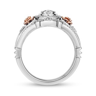 Enchanted Disney Belle 0.29 CT. T.W. Oval-Shaped Multi-Diamond Rose-Sides Ring in Sterling Silver and 10K Rose Gold