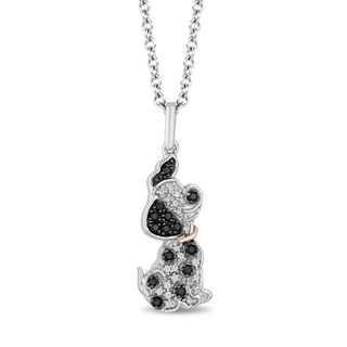 Disney Treasures 101 Dalmatians 0.145 CT. T.W. Black and White Diamond Lucky Pendant in Sterling Silver and Rose Gold