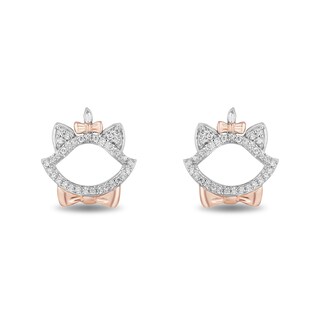 Disney Treasures The Aristocats 0.085 CT. T.W. Diamond Outline Stud Earrings in Sterling Silver and 10K Rose Gold