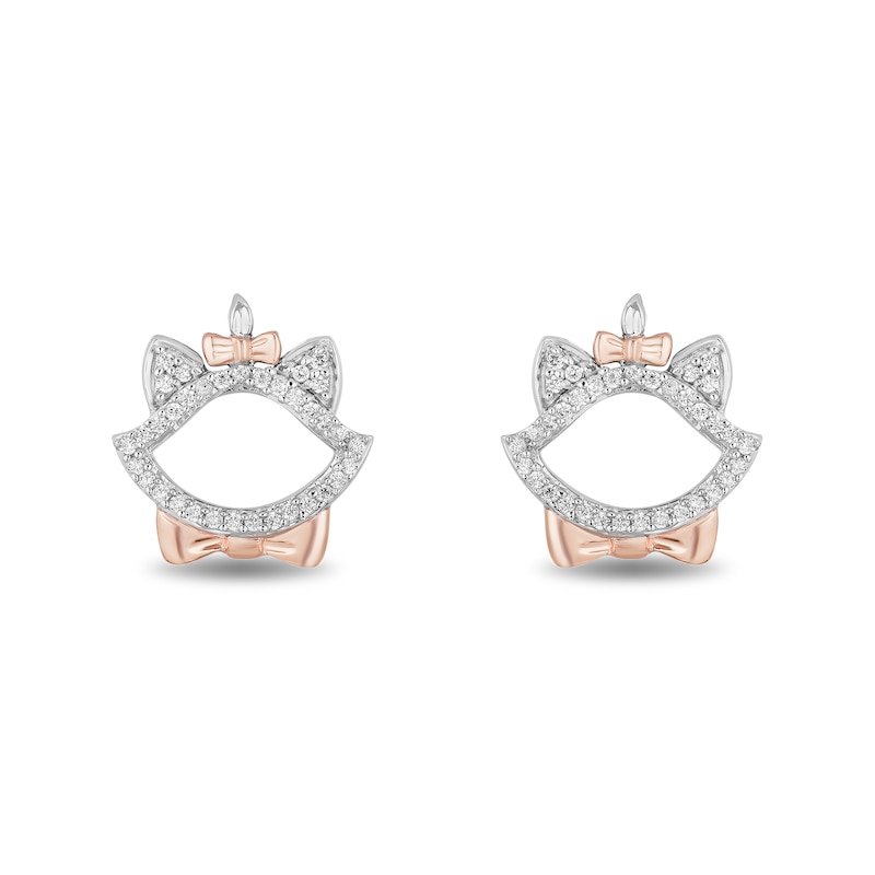 Disney Treasures The Aristocats 0.085 CT. T.W. Diamond Outline Stud Earrings in Sterling Silver and 10K Rose Gold