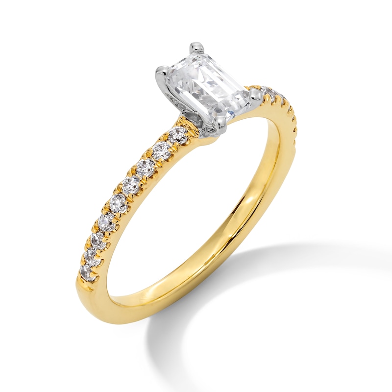 Main Image 3 of 1.00 CT. T.W. Emerald-Cut Certified Lab-Grown Diamond Engagement Ring in 14K Gold (F/VS2)
