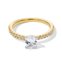 1.00 CT. T.W. Oval Certified Lab-Grown Diamond Engagement Ring in 14K Gold (F/VS2)