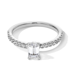 1.00 CT. T.W. Emerald-Cut Certified Lab-Grown Diamond Engagement Ring in 14K White Gold (F/VS2)