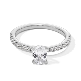 1.00 CT. T.W. Oval Certified Lab-Grown Diamond Engagement Ring in 14K White Gold (F/VS2)