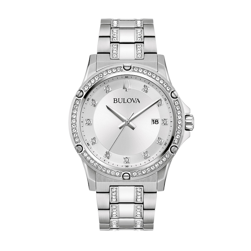 Main Image 3 of Men’s Bulova Crystal Collection Watch and Cuban Curb Chain Bracelet Box Set (Model: 96K114)