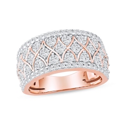 1.50 CT. T.W. Diamond Lattice Multi-Row Anniversary Band in 14K Rose Gold