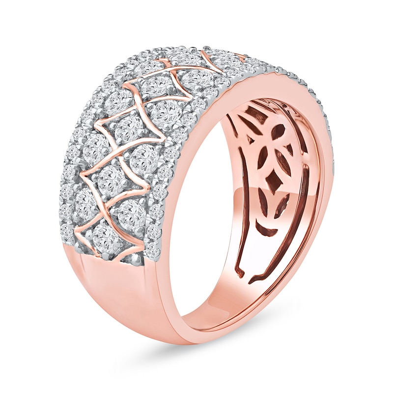 Main Image 2 of 1.50 CT. T.W. Diamond Lattice Multi-Row Anniversary Band in 14K Rose Gold