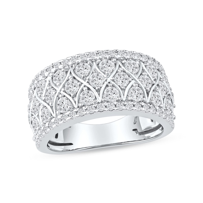 1.50 CT. T.W. Diamond Lattice Multi-Row Anniversary Band in 14K Gold