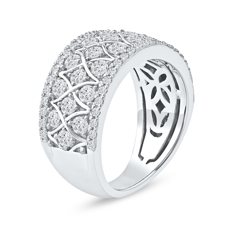 Main Image 2 of 1.50 CT. T.W. Diamond Lattice Multi-Row Anniversary Band in 14K White Gold