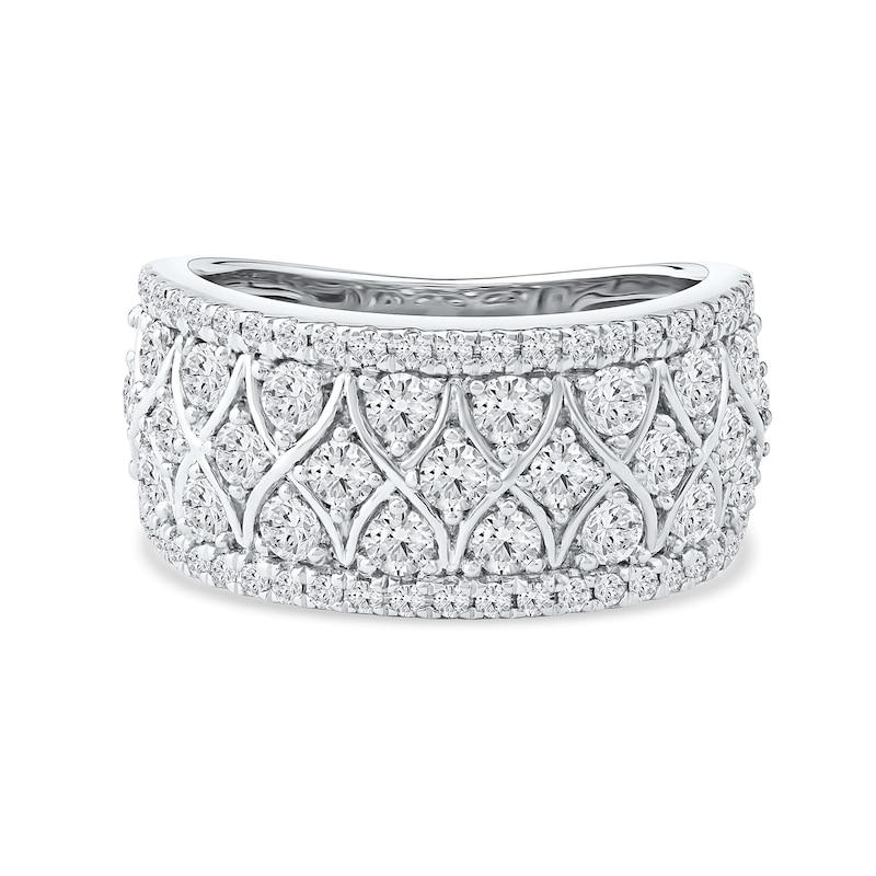 Main Image 3 of 1.50 CT. T.W. Diamond Lattice Multi-Row Anniversary Band in 14K White Gold
