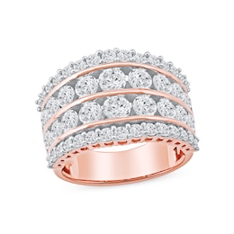 3.00 CT. T.W. Diamond Four-Row Anniversary Band in 10K Rose Gold