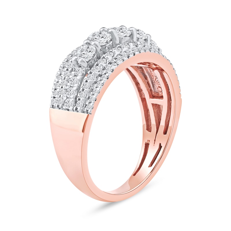 Main Image 2 of 1.00 CT. T.W. Diamond Graduated Multi-Row Anniversary Band in 14K Rose Gold