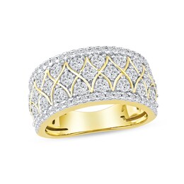 1.50 CT. T.W. Diamond Lattice Multi-Row Anniversary Band in 14K Gold