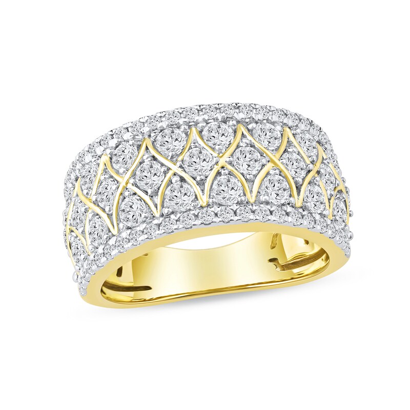 1.50 CT. T.W. Diamond Lattice Multi-Row Anniversary Band in 14K Gold