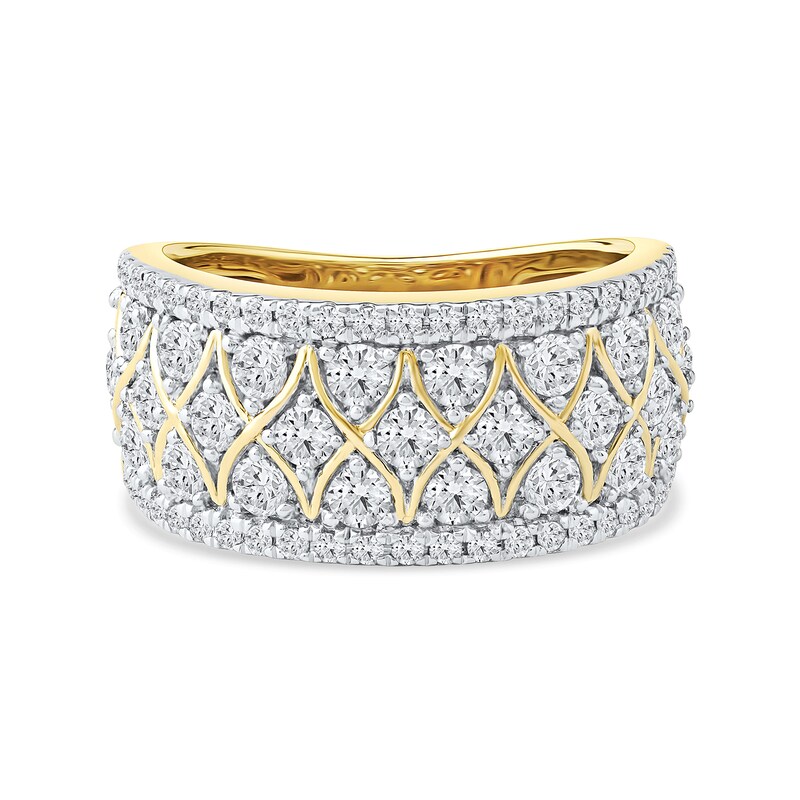 1.50 CT. T.W. Diamond Lattice Multi-Row Anniversary Band in 14K Gold
