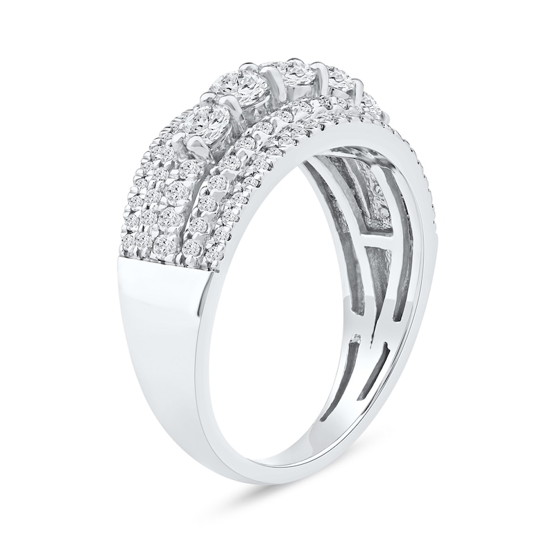 Main Image 2 of 1.00 CT. T.W. Diamond Graduated Multi-Row Anniversary Band in 14K White Gold