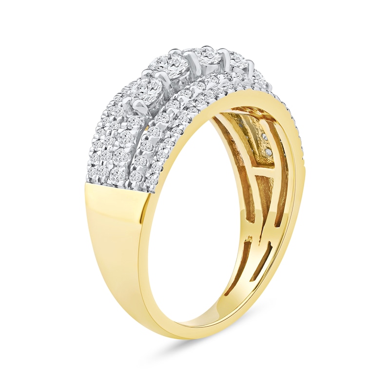 Main Image 2 of 1.00 CT. T.W. Diamond Graduated Multi-Row Anniversary Band in 14K Gold