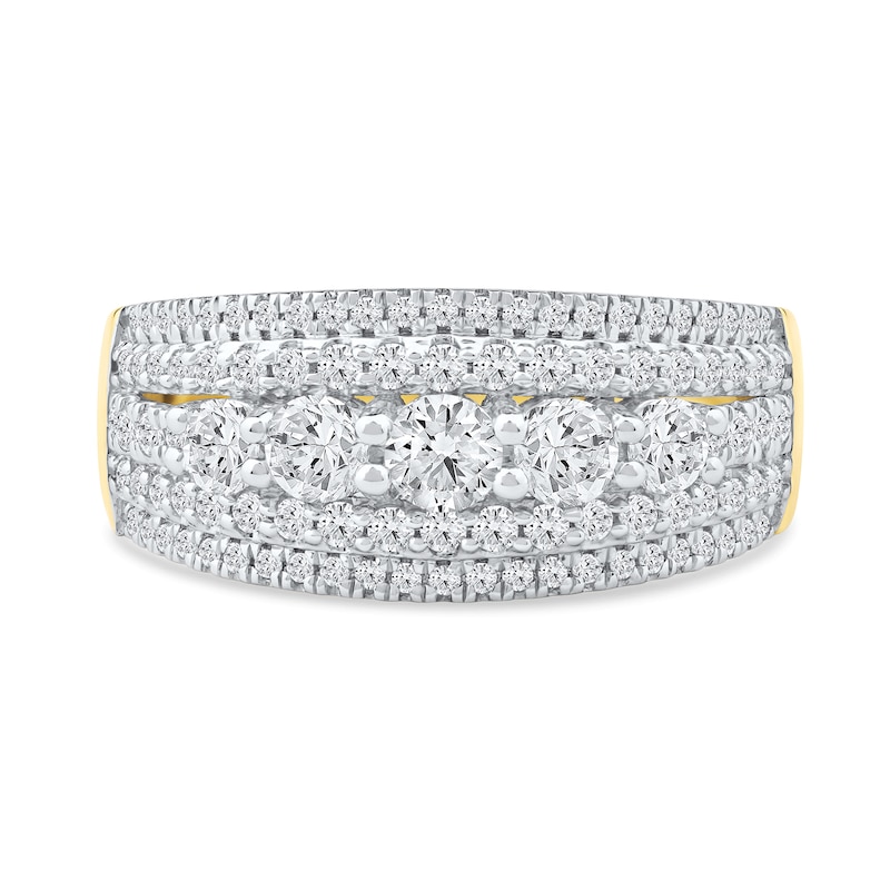 Main Image 3 of 1.00 CT. T.W. Diamond Graduated Multi-Row Anniversary Band in 14K Gold