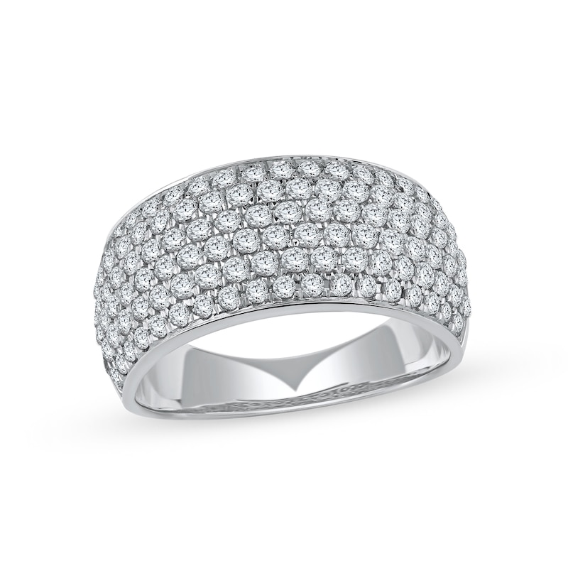 1.50 CT. T.W. Diamond Cluster Multi-Row Anniversary Band in 10K Gold