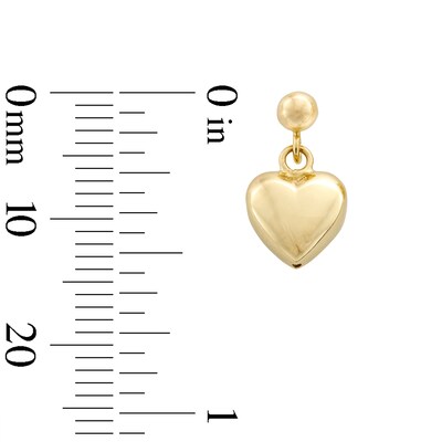 Puff Heart Drop Earrings in 10K Gold