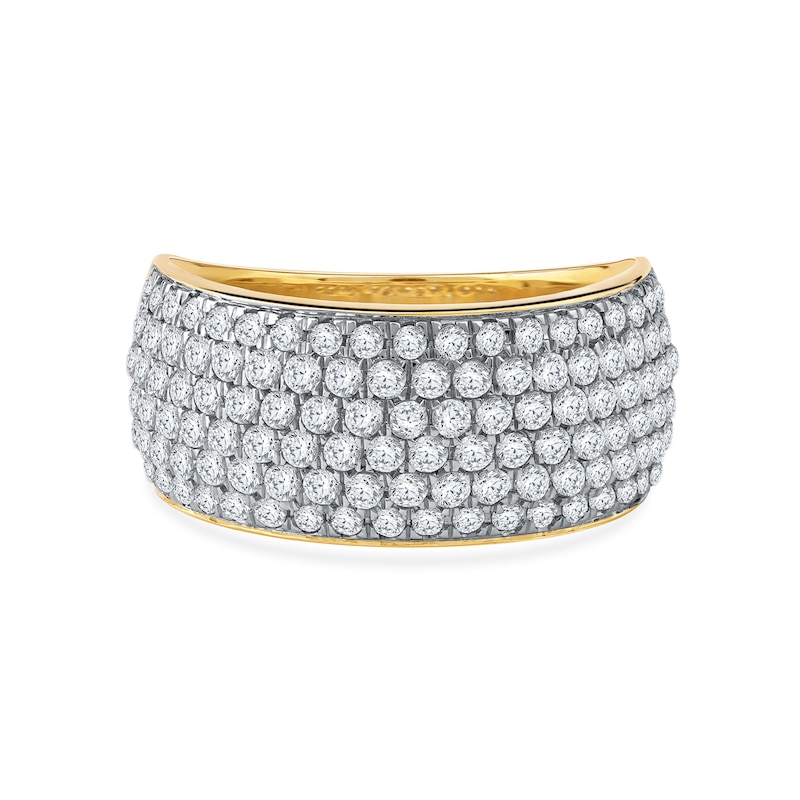 Main Image 3 of 1.50 CT. T.W. Diamond Cluster Multi-Row Anniversary Band in 10K Gold