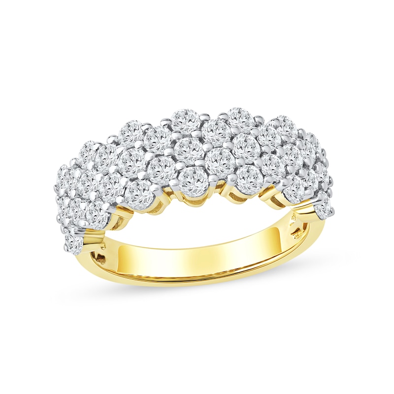 Main Image 1 of 2.00 CT. T.W. Diamond Triple Row Scallop Edge Anniversary Band in 10K Gold