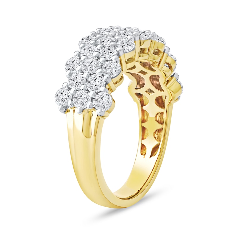 Main Image 2 of 2.00 CT. T.W. Diamond Triple Row Scallop Edge Anniversary Band in 10K Gold
