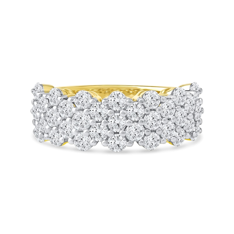 Main Image 3 of 2.00 CT. T.W. Diamond Triple Row Scallop Edge Anniversary Band in 10K Gold