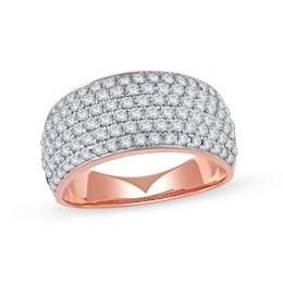 1.50 CT. T.W. Diamond Cluster Multi-Row Anniversary Band in 10K Rose Gold