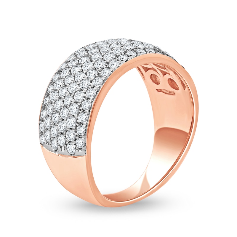 Main Image 2 of 1.50 CT. T.W. Diamond Cluster Multi-Row Anniversary Band in 10K Rose Gold
