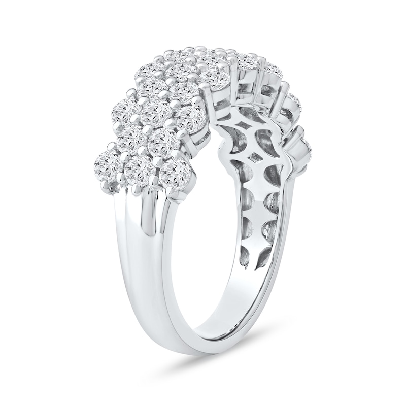 Main Image 2 of 2.00 CT. T.W. Diamond Triple Row Scallop Edge Anniversary Band in 10K White Gold
