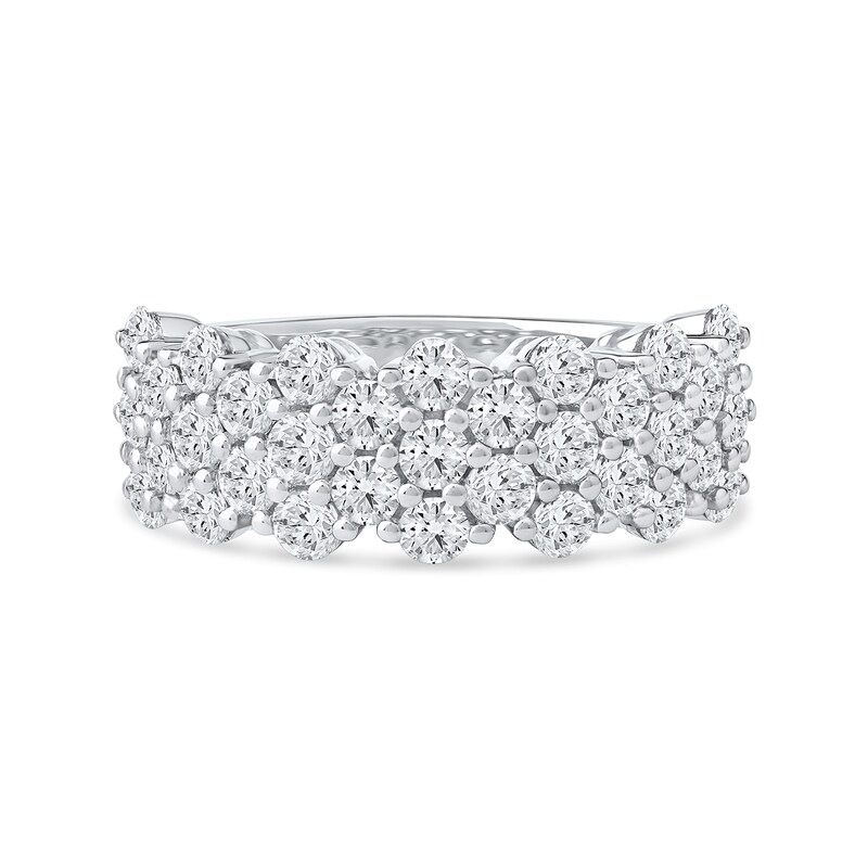 Main Image 3 of 2.00 CT. T.W. Diamond Triple Row Scallop Edge Anniversary Band in 10K White Gold