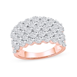 3.00 CT. T.W. Diamond Multi-Row Scallop Edge Anniversary Band in 10K Rose Gold