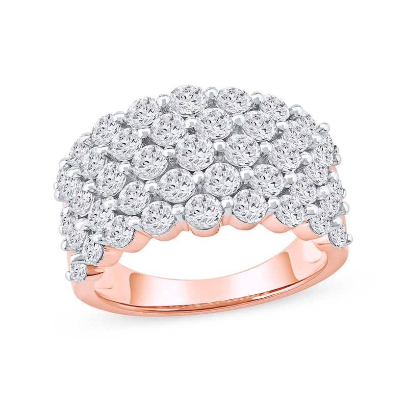 3.00 CT. T.W. Diamond Multi-Row Scallop Edge Anniversary Band in 10K Rose Gold
