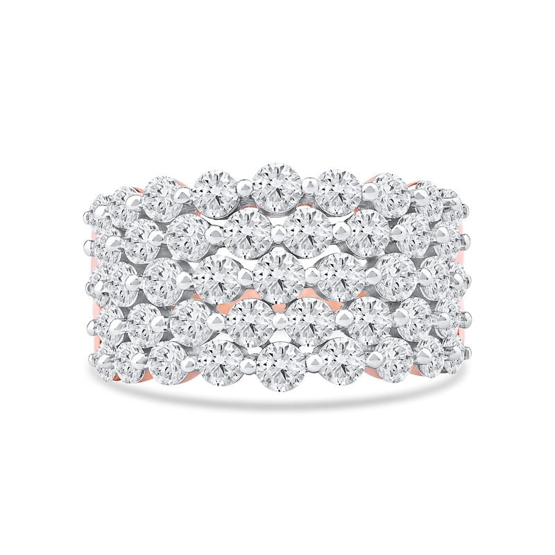 3.00 CT. T.W. Diamond Multi-Row Scallop Edge Anniversary Band in 10K Rose Gold